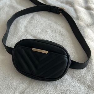 A New Day Faux Leather Black Belt Bag